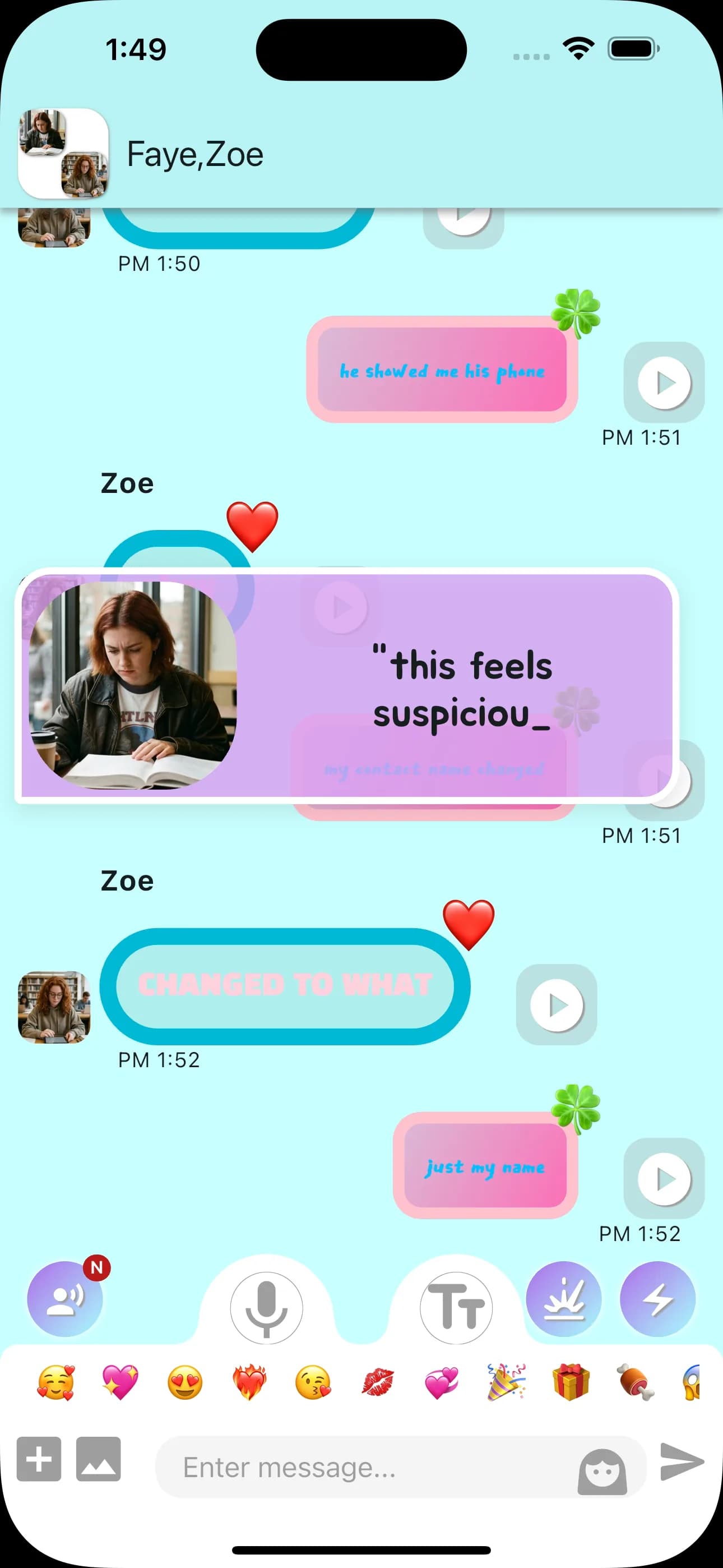 Actual MemeTalk conversation screen